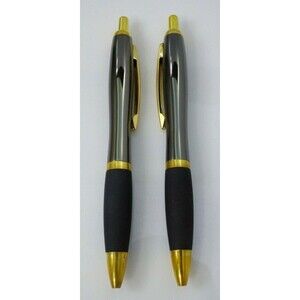 Black Gold Coast Pen Set In Gift Box Stylish Metal Trim Glossy Vintage Original